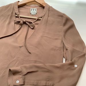 Haute Hippie | Taupe Silk Top Size XS